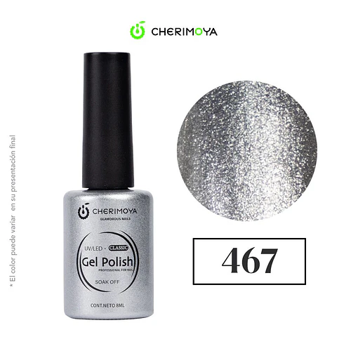 Esmalte Gel Polish Classic 467 Cherimoya Plata Brillante 8ml - Chuys Beautys | Chuy's Beautys