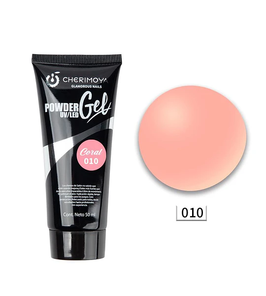 Gel para uñas Cherimoya Powder Gel Coral 010 UV/LED 50 ml