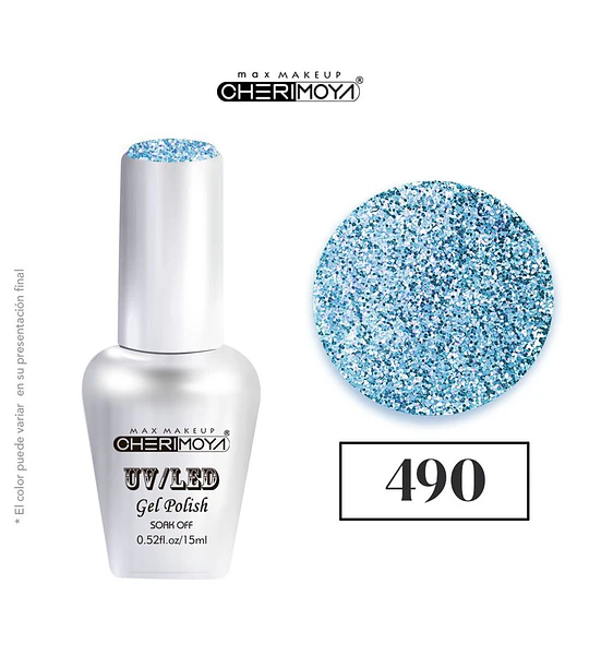 Esmalte Gel UV/LED Cherimoya 490 Glitter Azul 15ml