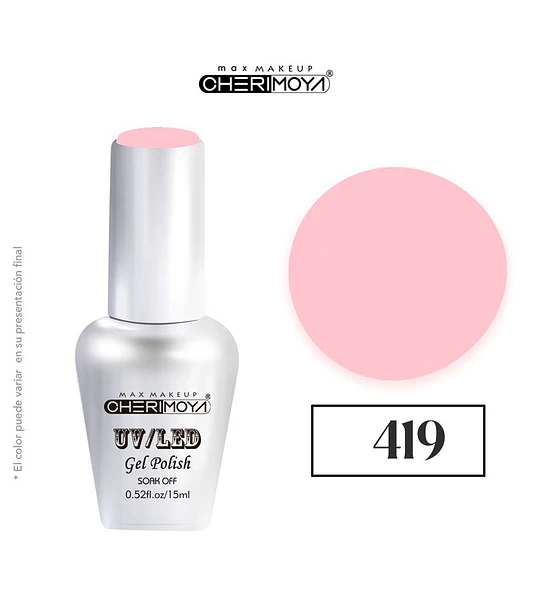 Esmalte Gel UV/LED Cherimoya 419 Rosa Pastel 15ml