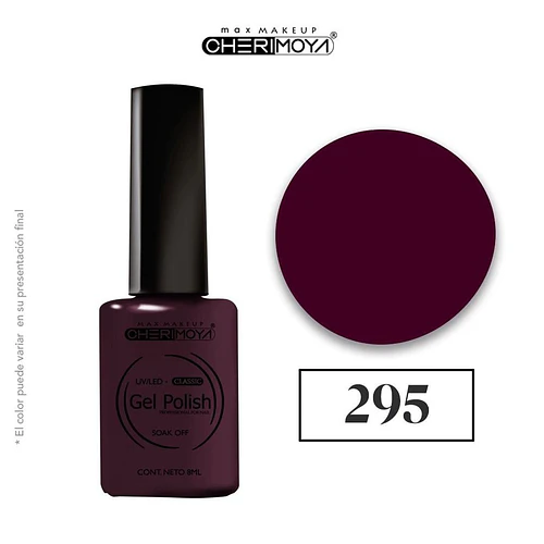 Esmalte Gel Polish Soak Off 295 Borgoña Cherimoya 8ml - Chuys Beautys | Chuy's Beautys