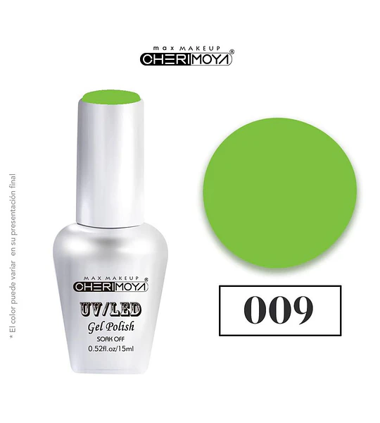 Esmalte Gel UV/LED Cherimoya 009 Verde Lima 15ml