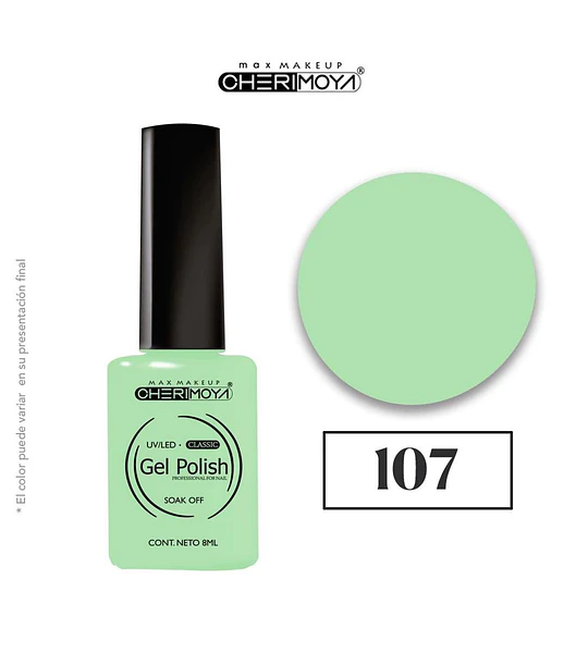 Esmalte Gel Polish Classic 107 Verde Menta Cherimoya 8ml