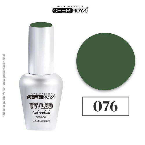 Esmalte Gel UV/LED Cherimoya Soak Off 076 Verde Oscuro 15ml - Chuys Beautys | Chuy's Beautys