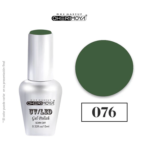 Esmalte Gel UV/LED Cherimoya Soak Off 076 Verde Oscuro 15ml