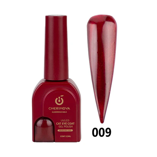 Esmalte Gel Cat Eye Burgundy Red 009 Cherimoya 12ml - Chuys Beautys | Chuy's Beautys