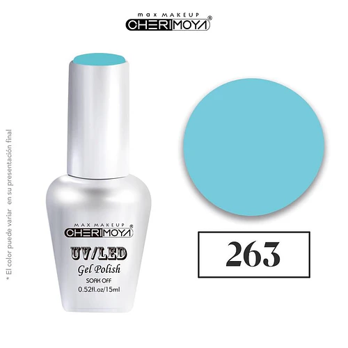 Esmalte Gel Polish UV/LED Cherimoya 263 Celeste - Chuys Beautys | Chuy's Beautys