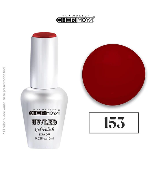 Esmalte Gel UV/LED Cherimoya 153 Rojo Oscuro 15ml