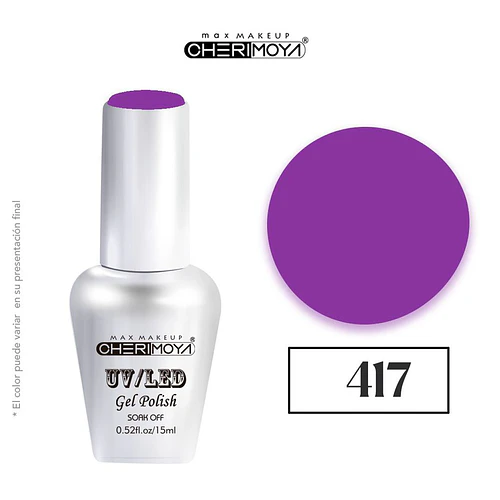 Esmalte Gel UV/LED Cherimoya 417 Morado Intenso 15ml - Chuys Beautys | Chuy's Beautys