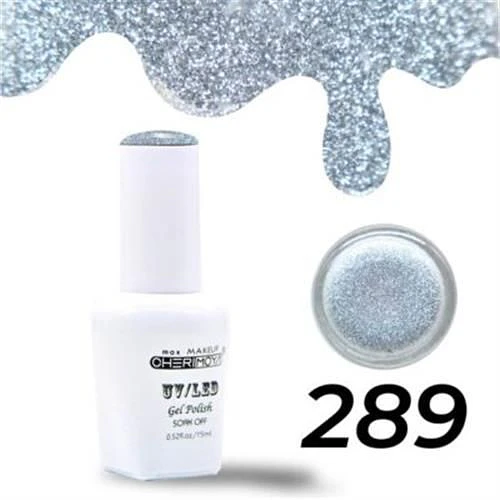 Gel polish UV/LED efecto glitter plateado 289 Cherimoya 15ml - Chuys Beautys | Chuy's Beautys