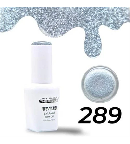Gel polish UV/LED efecto glitter plateado 289 Cherimoya 15ml