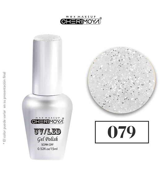 Esmalte Gel UV/LED Cherimoya 079 con Glitter Blanco