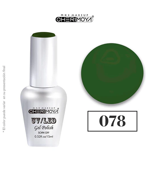 Esmalte Gel UV/LED Cherimoya 078 Verde Oscuro 15ml
