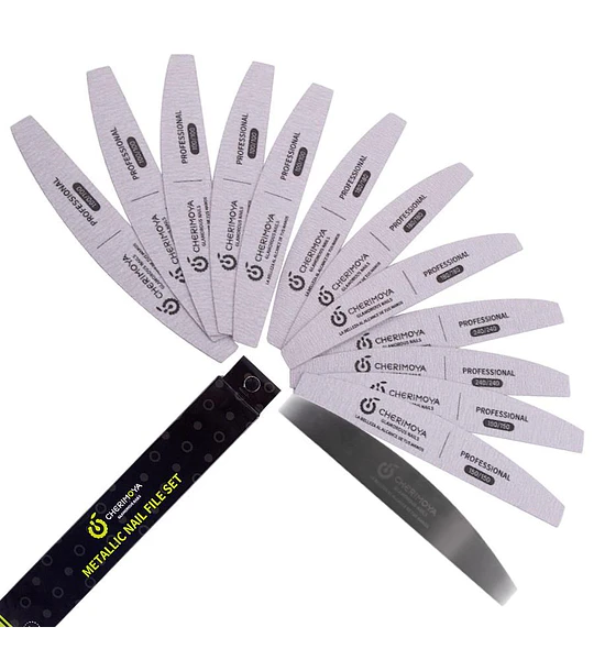 Set de 10 limas metálicas profesionales Cherimoya 100/180 y 240/240