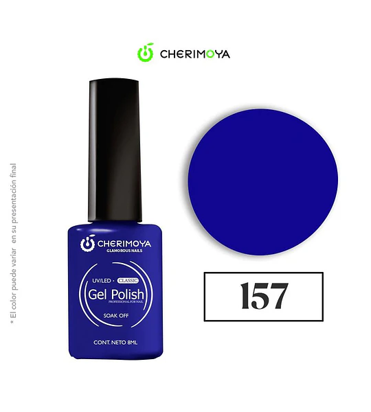 Esmalte Gel Polish Classic 157 Azul Eléctrico Cherimoya 8ml