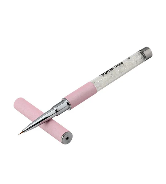 Pincel para uñas con diseño de cristales y tapa rosa