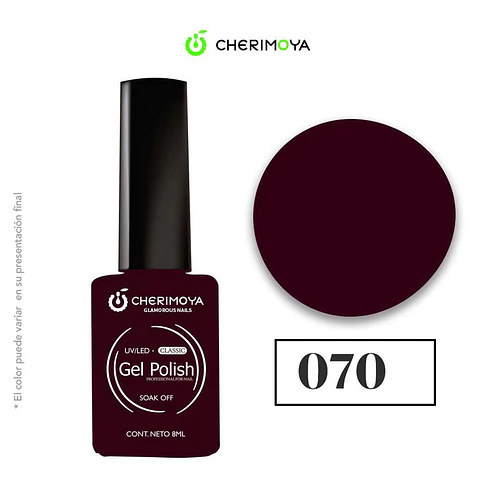 Esmalte Gel Polish Classic 070 Borgoña Cherimoya 8ml - Chuys Beautys | Chuy's Beautys