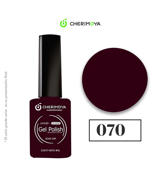 Esmalte Gel Polish Classic 070 Borgoña Cherimoya 8ml