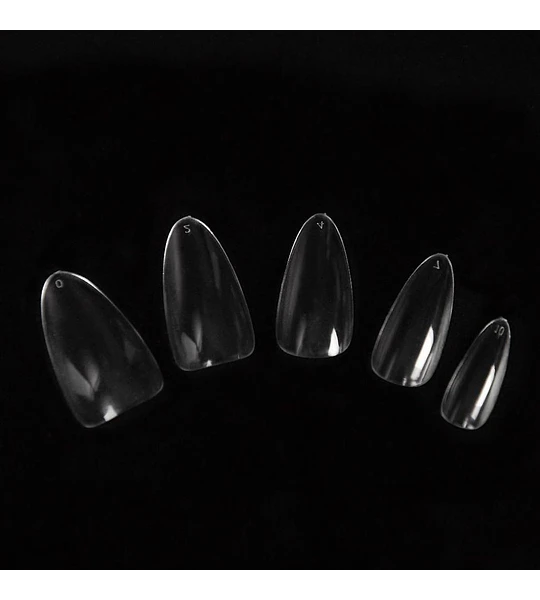 Uñas postizas acrílicas transparentes punta stiletto Cherimoya