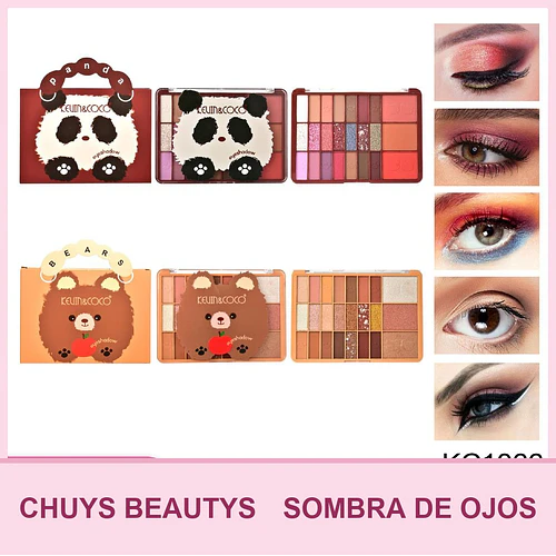 Paletas De Sombras Panda Y Bear De 24 Tonos Con Iluminador, Rubor Y Corrector - Chuys Beautys | Chuy's Beautys