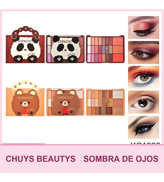 Paletas De Sombras Panda Y Bear De 24 Tonos Con Iluminador, Rubor Y Corrector