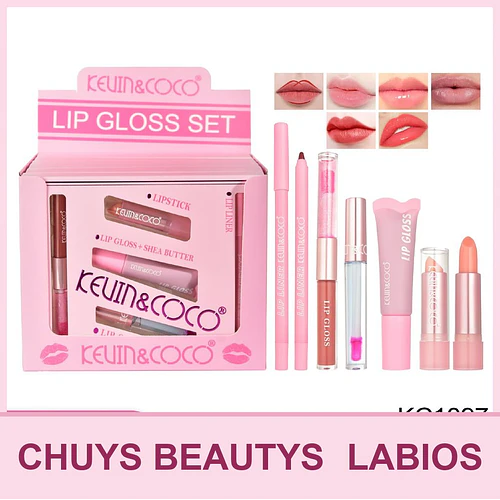 Set de Labios de 5 piezas (brillo de labios + delineador de labios + lápiz labial + aceite de labios+ balsamo labial) - Chuys Beautys | Chuy's Beautys