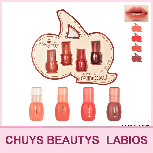 Set de 4 Brillos Labiales Cherry Key - Chuys Beautys | Chuy's Beautys