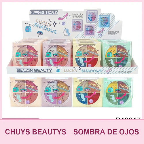 Mini Sombras de Ojos de 4 Colores Lucky Shadows - Chuys Beautys | Chuy's Beautys