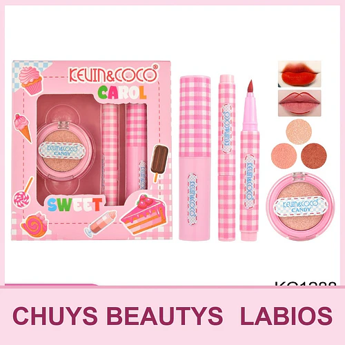 Set de Maquillaje Carol Sweet de 3pcs (sombra de ojos+labial+delineador de labios) - Chuys Beautys | Chuy's Beautys
