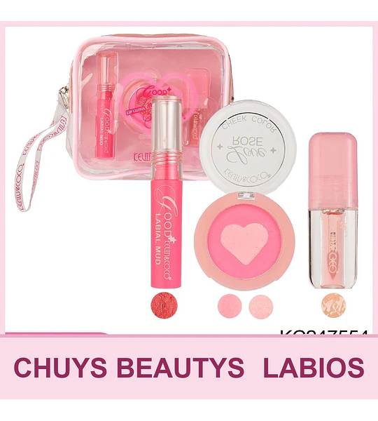 Set de Maquillaje de 3 piezas (brillo de labios + rubor + aceite de labios)