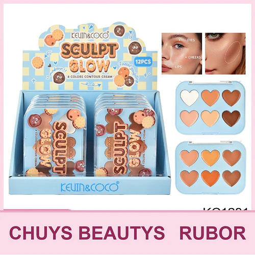 Paleta de Contornos en Crema Sculpt Glow de 6 Colores (2 tonos) - Chuys Beautys | Chuy's Beautys