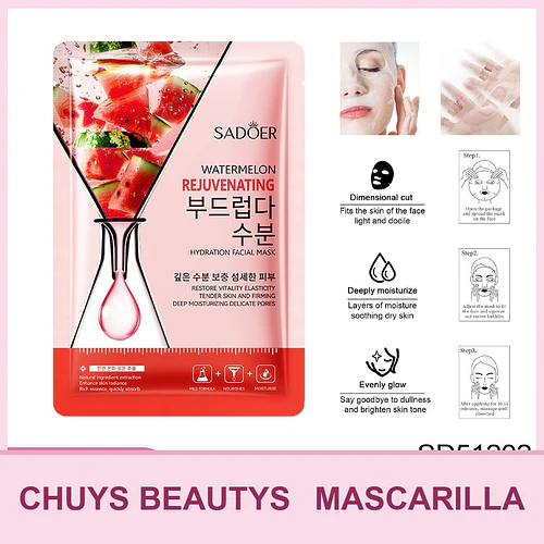 Mascarilla facial hidratante y nutritiva de sandía SADOER 25ml - Chuys Beautys | Chuy's Beautys