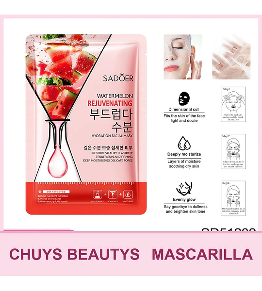 Mascarilla facial hidratante y nutritiva de sandía SADOER 25ml