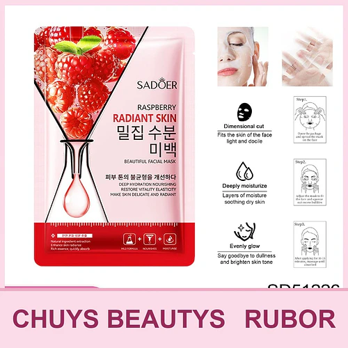Mascarilla iluminadora de frambuesa SADOER 25ml - Chuys Beautys | Chuy's Beautys