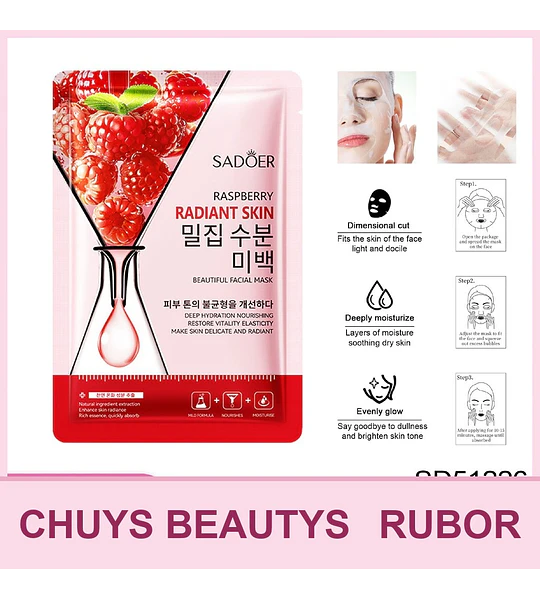 Mascarilla iluminadora de frambuesa SADOER 25ml