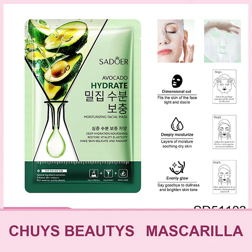 Mascarilla hidratante y humectante de aguacate SADOER 25ml - Chuys Beautys | Chuy's Beautys