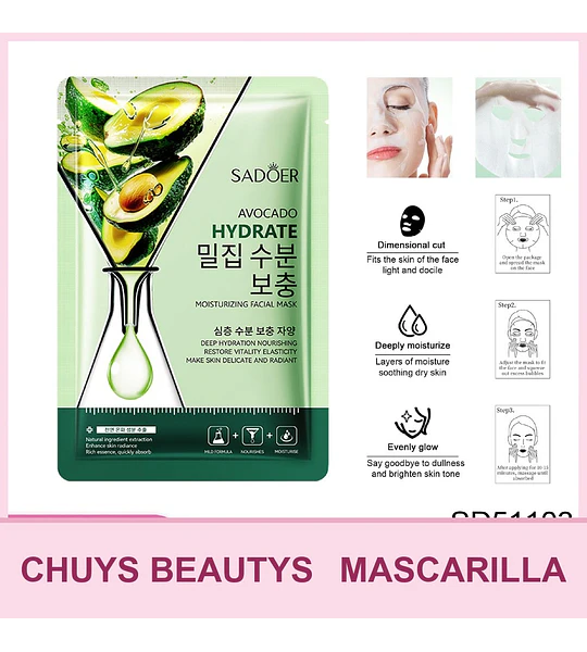 Mascarilla hidratante y humectante de aguacate SADOER 25ml