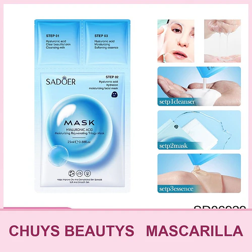 Mascarilla hidratante de ácido hialurónico de 3 pasos SADOER 25g - Chuys Beautys | Chuy's Beautys