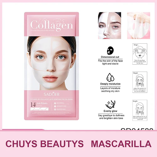 Mascarilla antiarrugas con colágeno y vitamina B5 de SADOER 30ml - Chuys Beautys | Chuy's Beautys