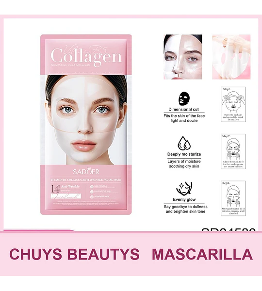 Mascarilla antiarrugas con colágeno y vitamina B5 de SADOER 30ml