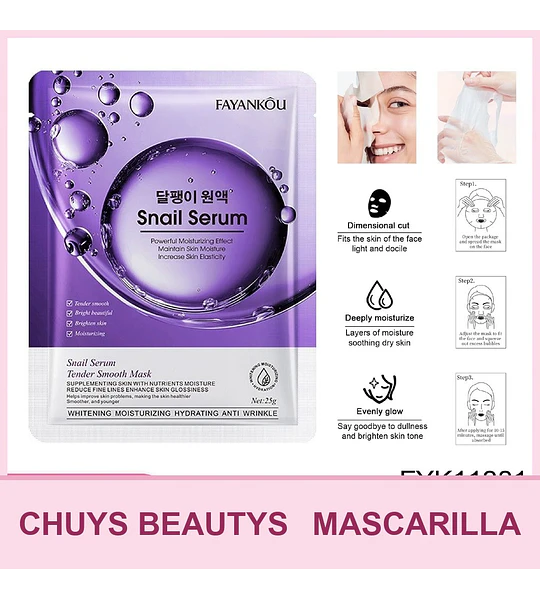 Mascarilla facial hidratante y suavizante con esencia de caracol FAYANKOU 25g