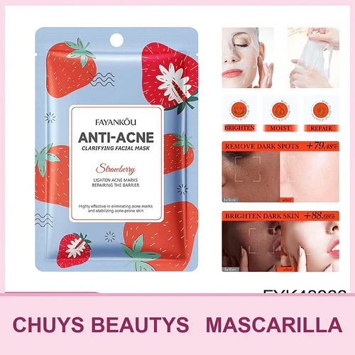 Mascarilla purificante antiacné con aroma a fresa de FAYANKOU 25ml - Chuys Beautys | Chuy's Beautys