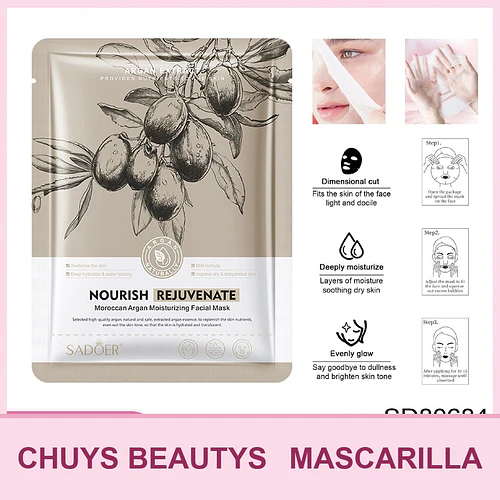 Mascarilla hidratante con aceite de argán marroquí SADOER 25ml - Chuys Beautys | Chuy's Beautys