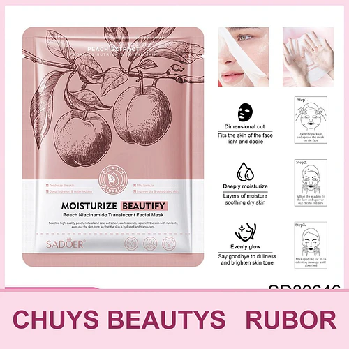 Mascarilla iluminadora de niacinamida con melocotón SADOER 25ml - Chuys Beautys | Chuy's Beautys