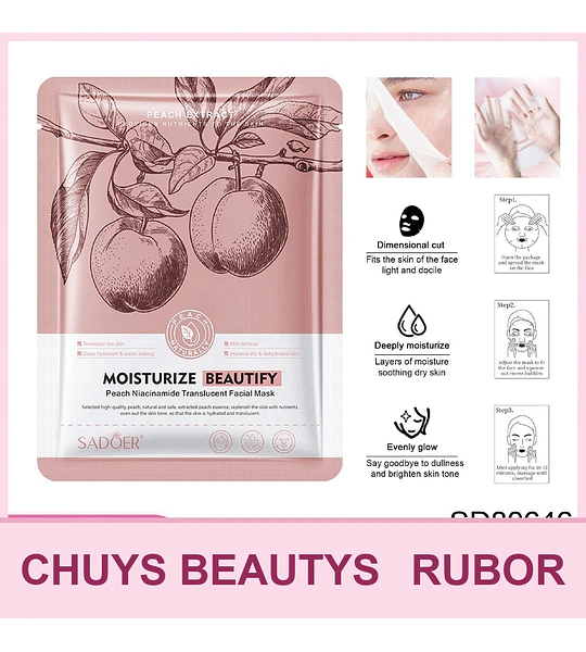Mascarilla iluminadora de niacinamida con melocotón SADOER 25ml