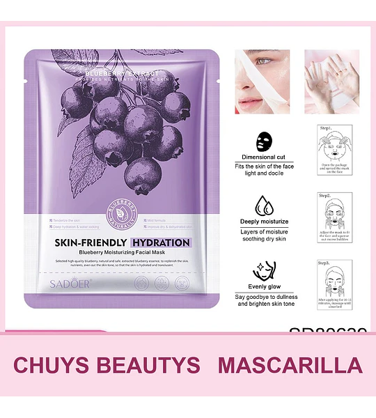 Mascarilla hidratante de arándanos SADOER 25ml