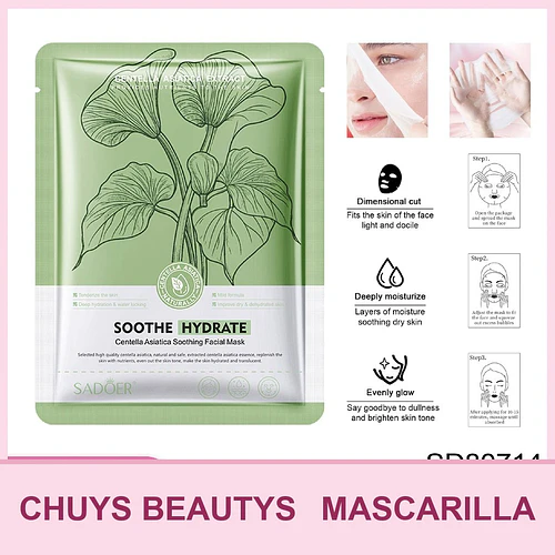Mascarilla calmante de Centella Asiática SADOER 25ml - Chuys Beautys | Chuy's Beautys