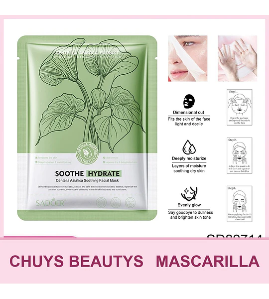 Mascarilla calmante de Centella Asiática SADOER 25ml