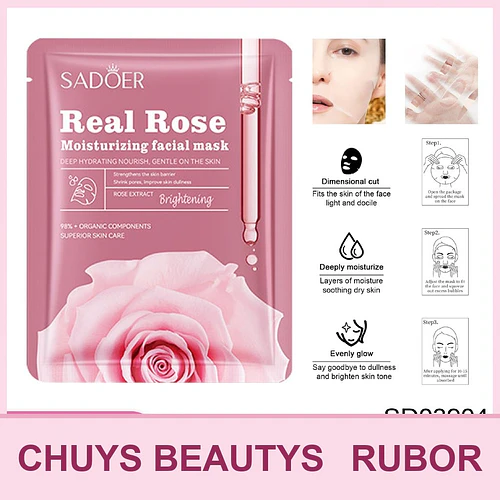 Mascarilla hidratante e iluminadora de rosas SADOER 25mg - Chuys Beautys | Chuy's Beautys