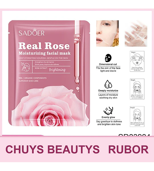 Mascarilla hidratante e iluminadora de rosas SADOER 25mg